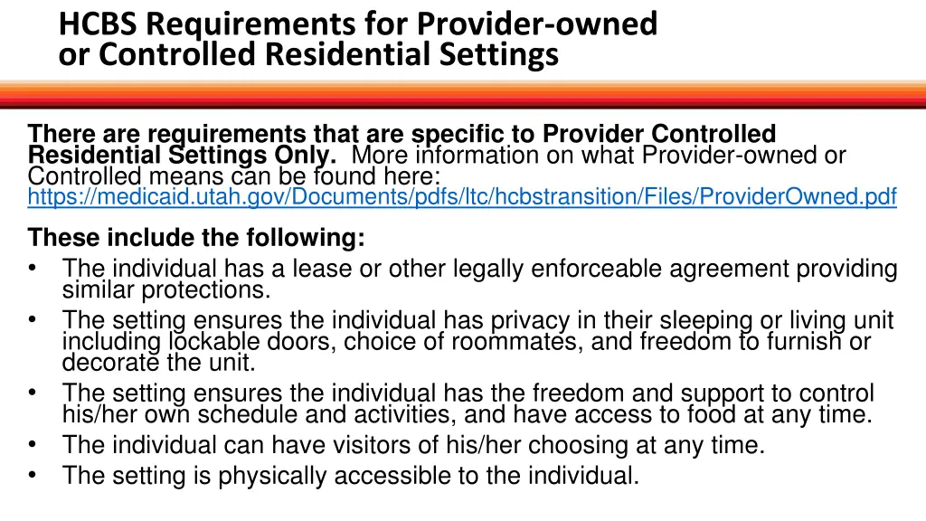 hcbs requirements for provider owned