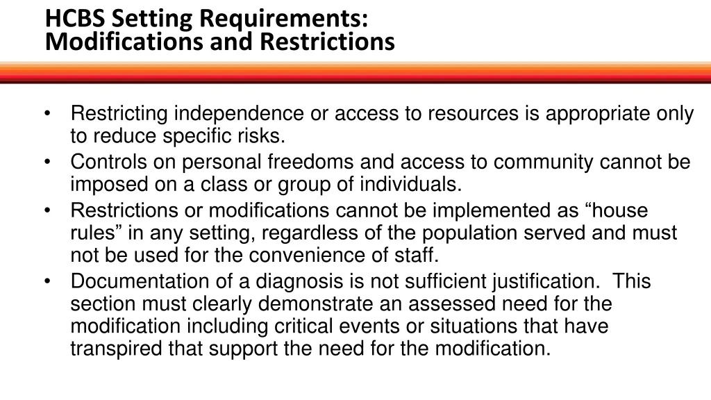 hcbs setting requirements modifications 2