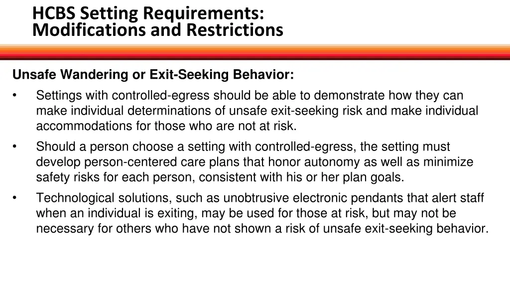 hcbs setting requirements modifications 5