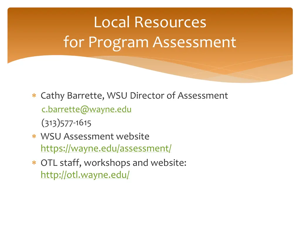 local resources for program assessment