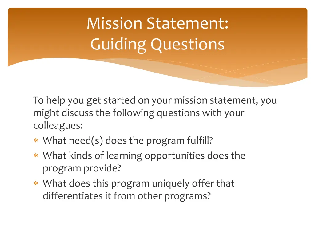 mission statement guiding questions