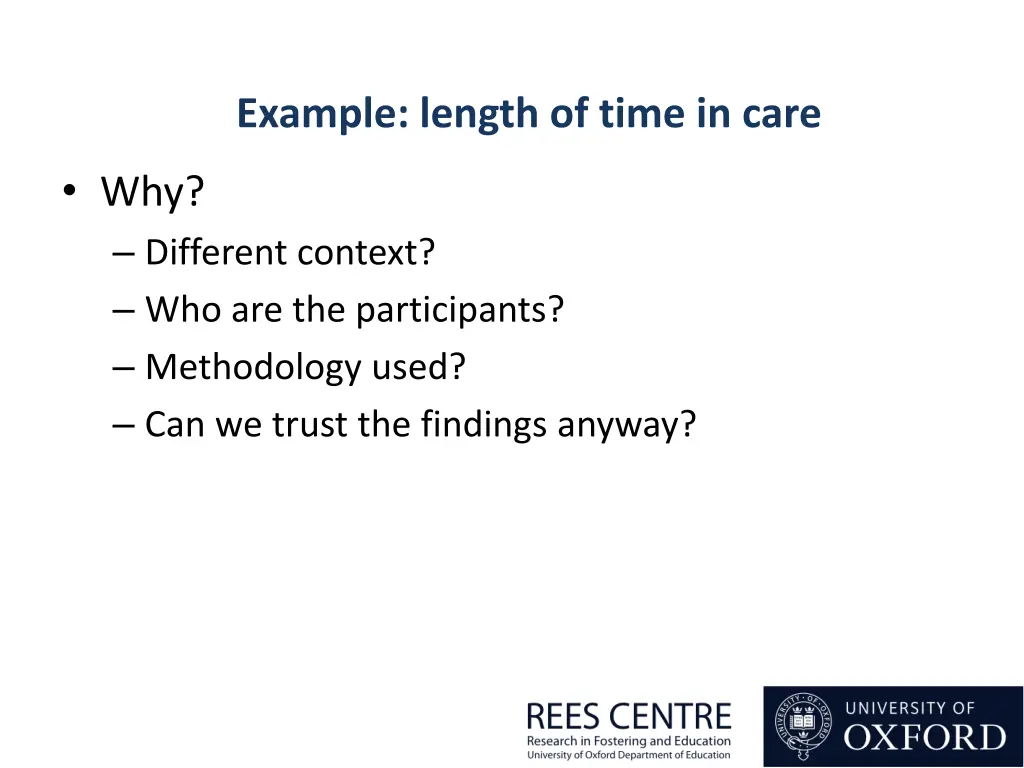 example length of time in care 2