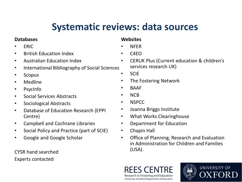 systematic reviews data sources