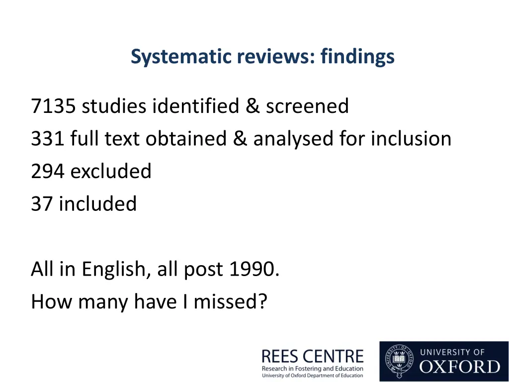 systematic reviews findings