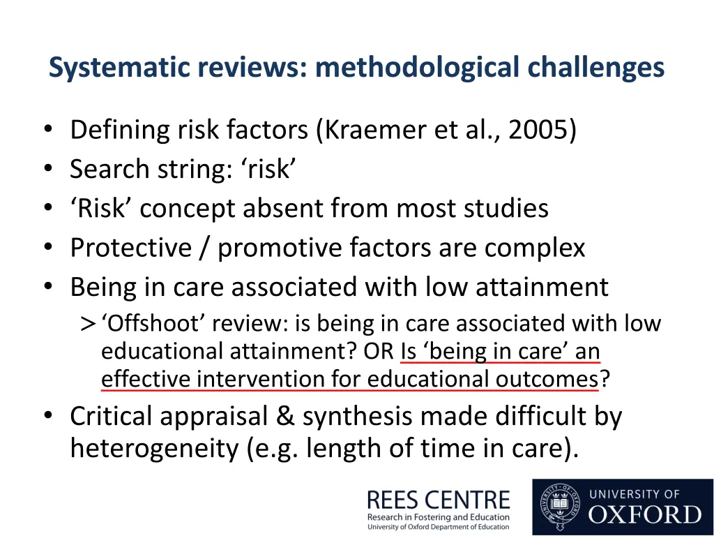 systematic reviews methodological challenges