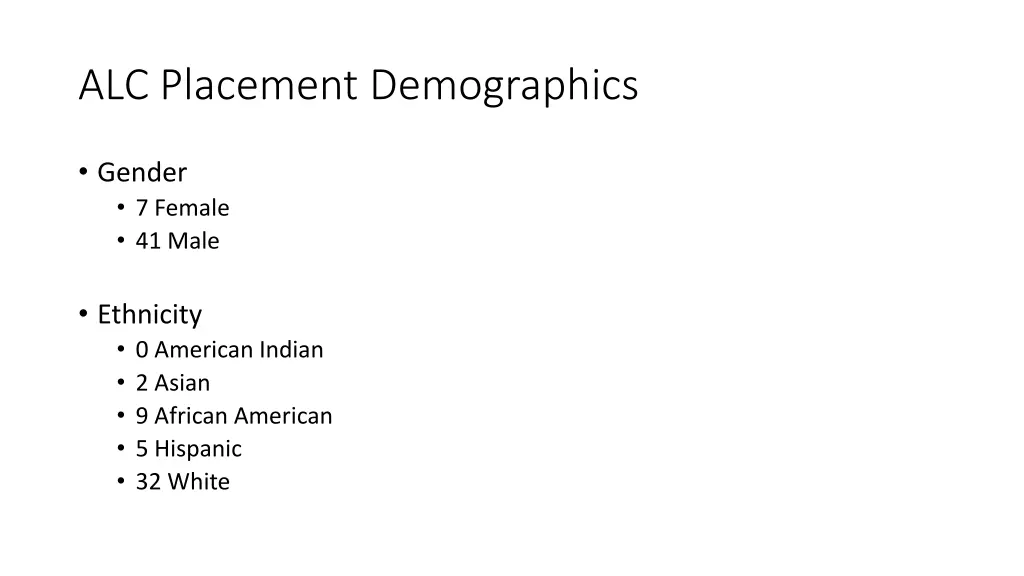 alc placement demographics