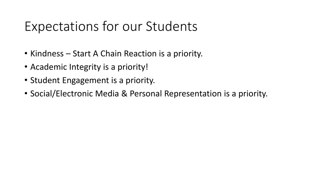 expectations for our students