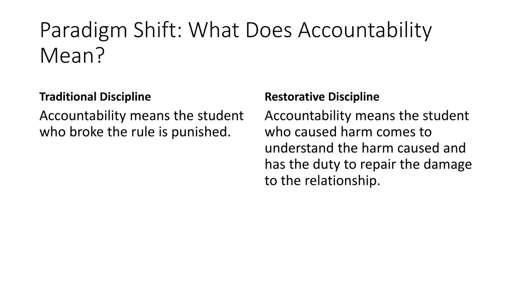 paradigm shift what does accountability mean