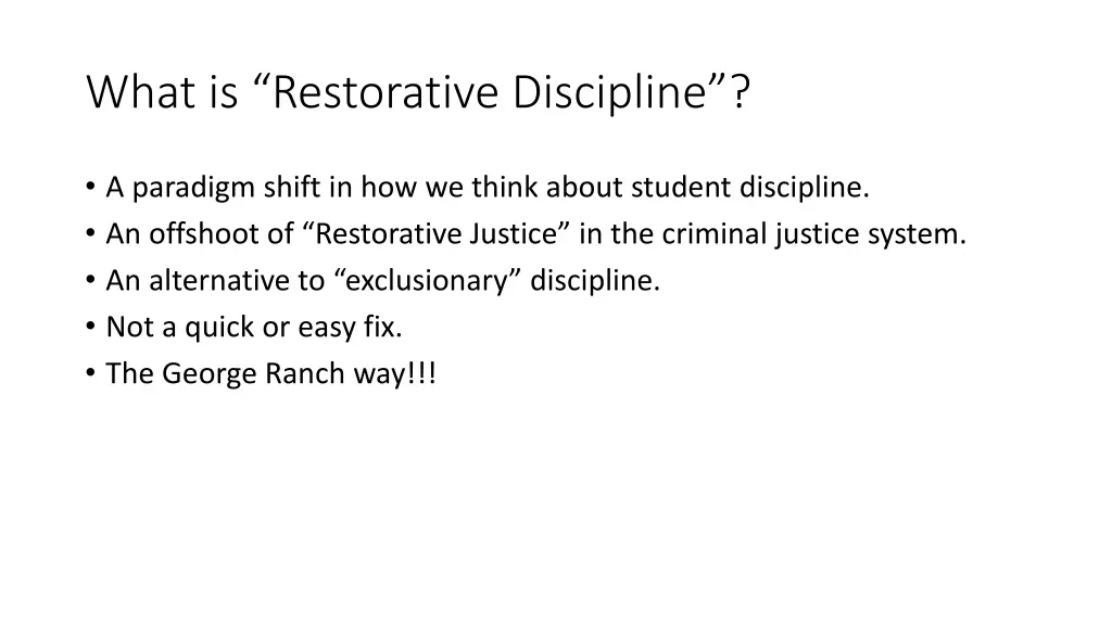 what is restorative discipline