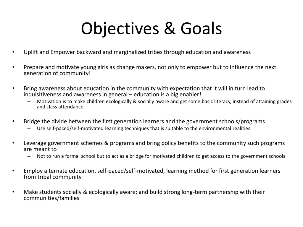 objectives goals