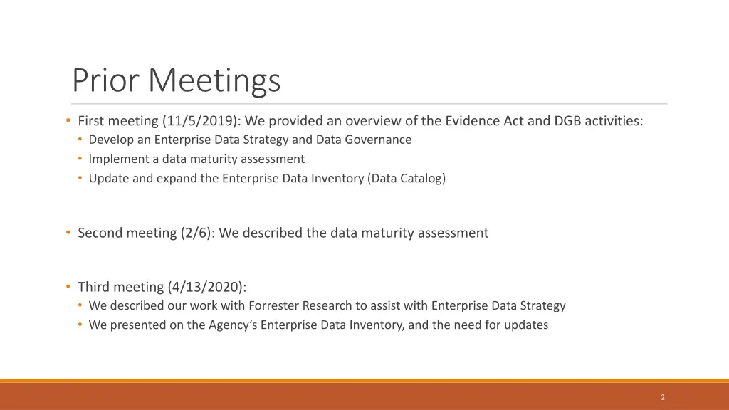 prior meetings