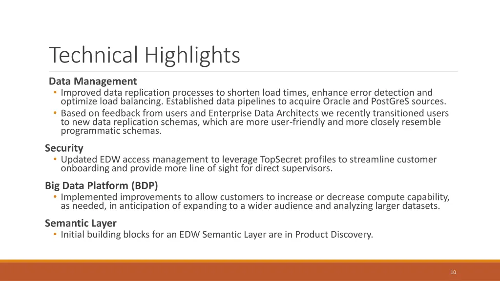 technical highlights