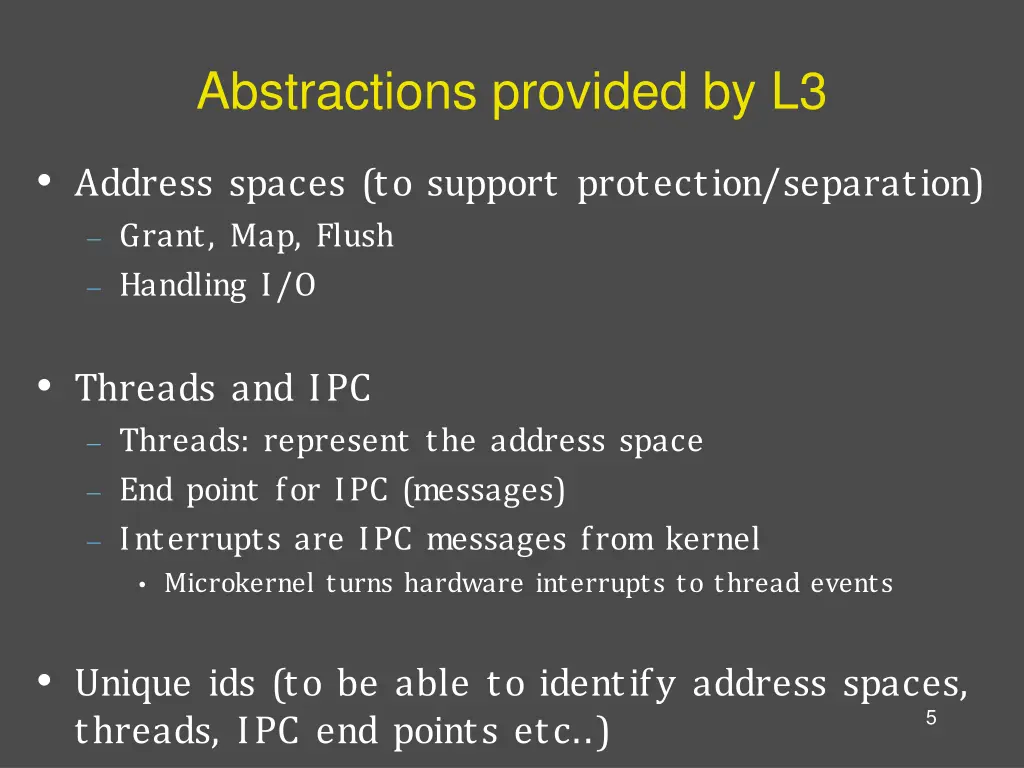 abstractions provided by l3
