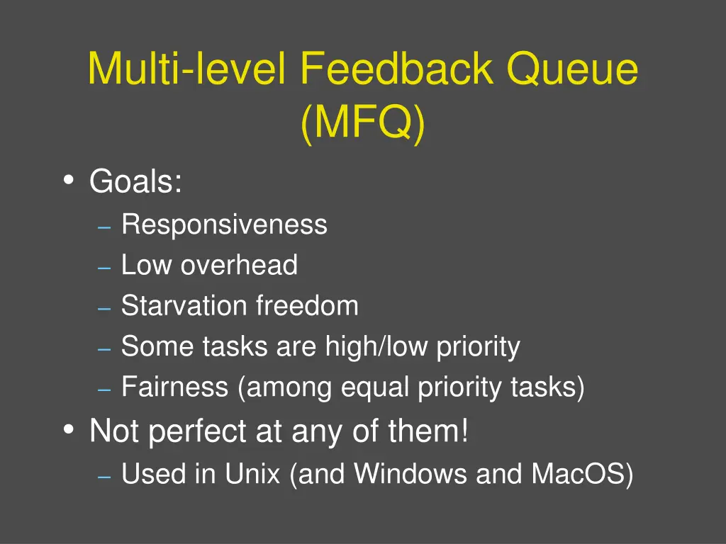 multi level feedback queue mfq goals