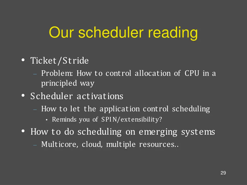 our scheduler reading