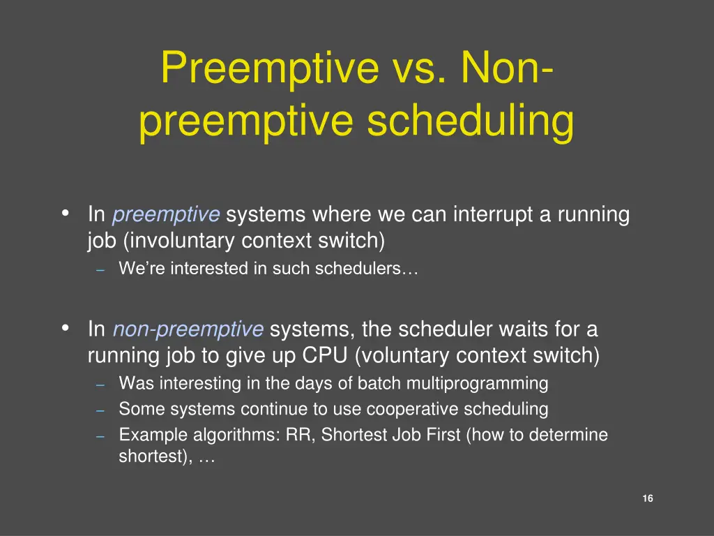preemptive vs non preemptive scheduling