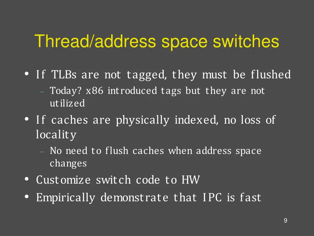 thread address space switches