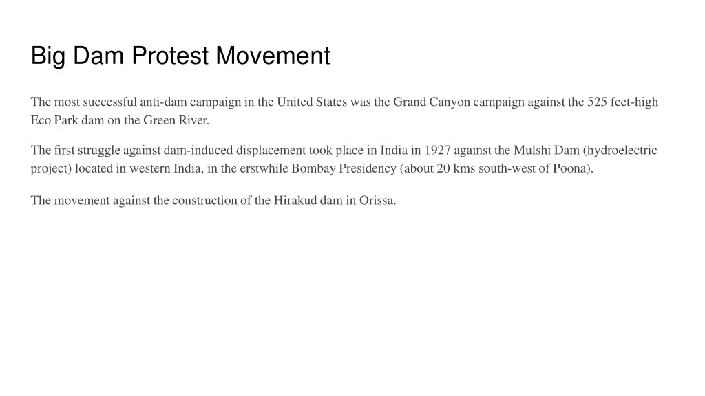 big dam protest movement