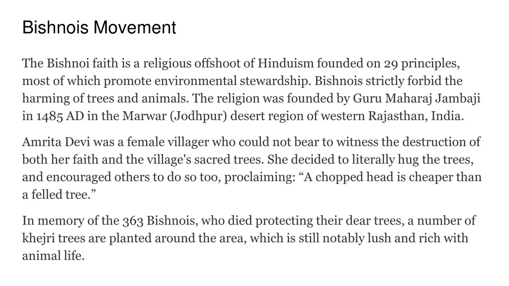 bishnois movement