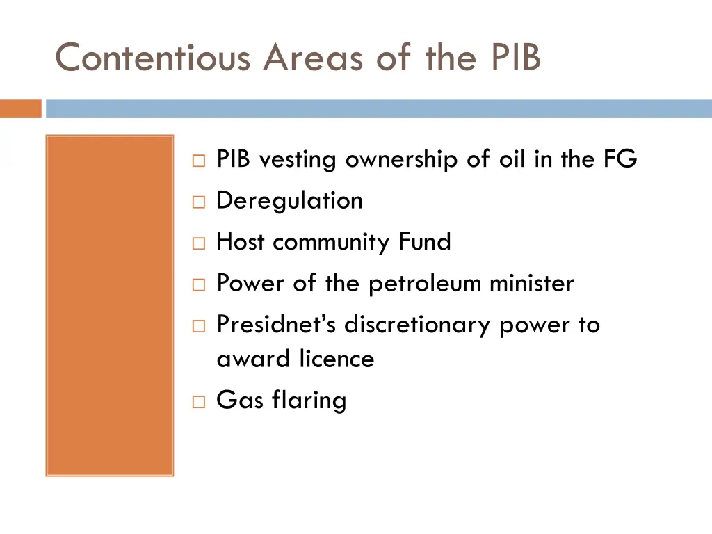 contentious areas of the pib