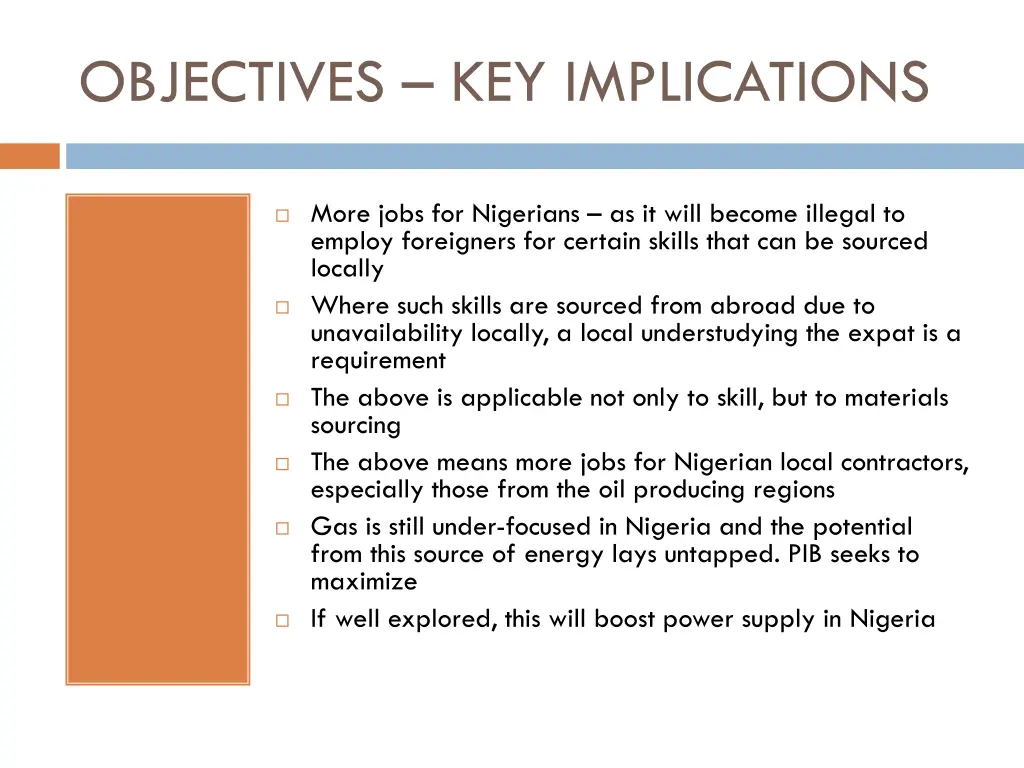 objectives key implications