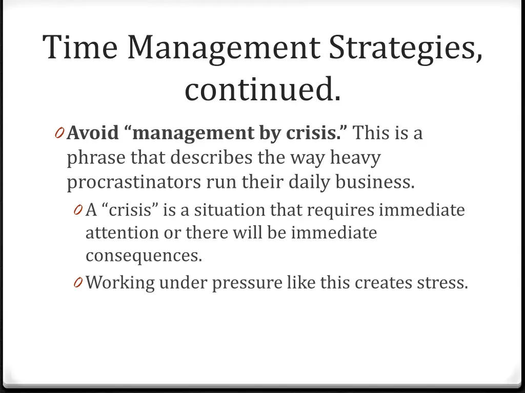 time management strategies continued 2