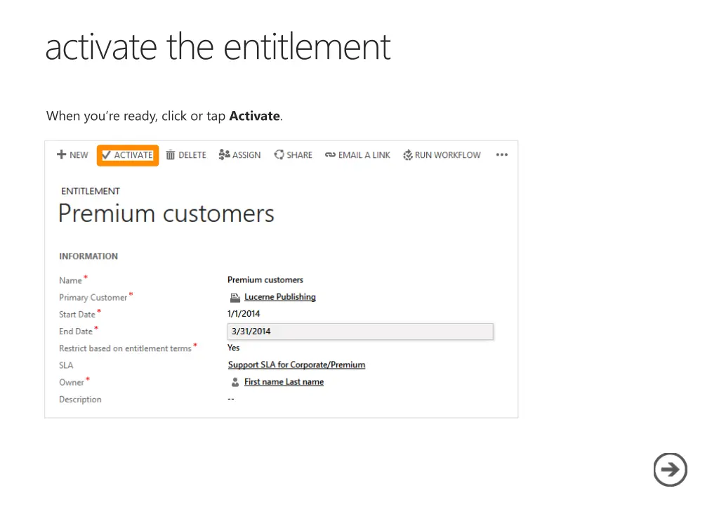 activate the entitlement