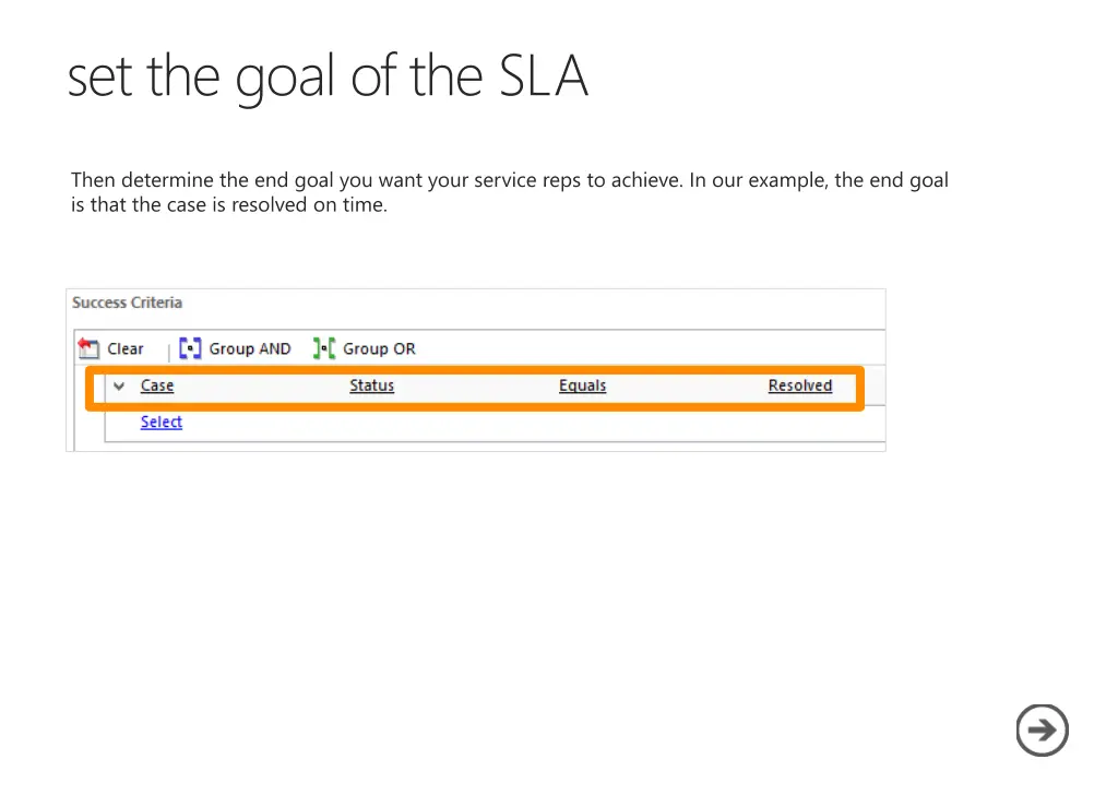 set the goal of the sla
