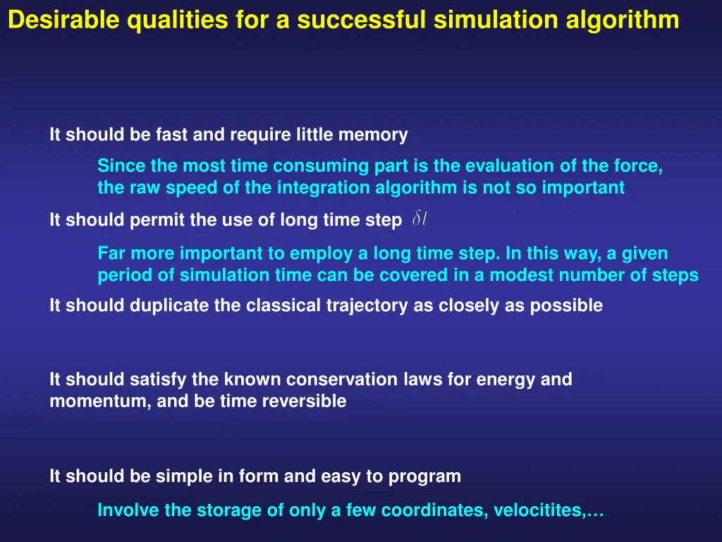 desirable qualities for a successful simulation