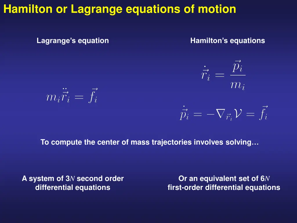 hamilton or lagrange equations of motion