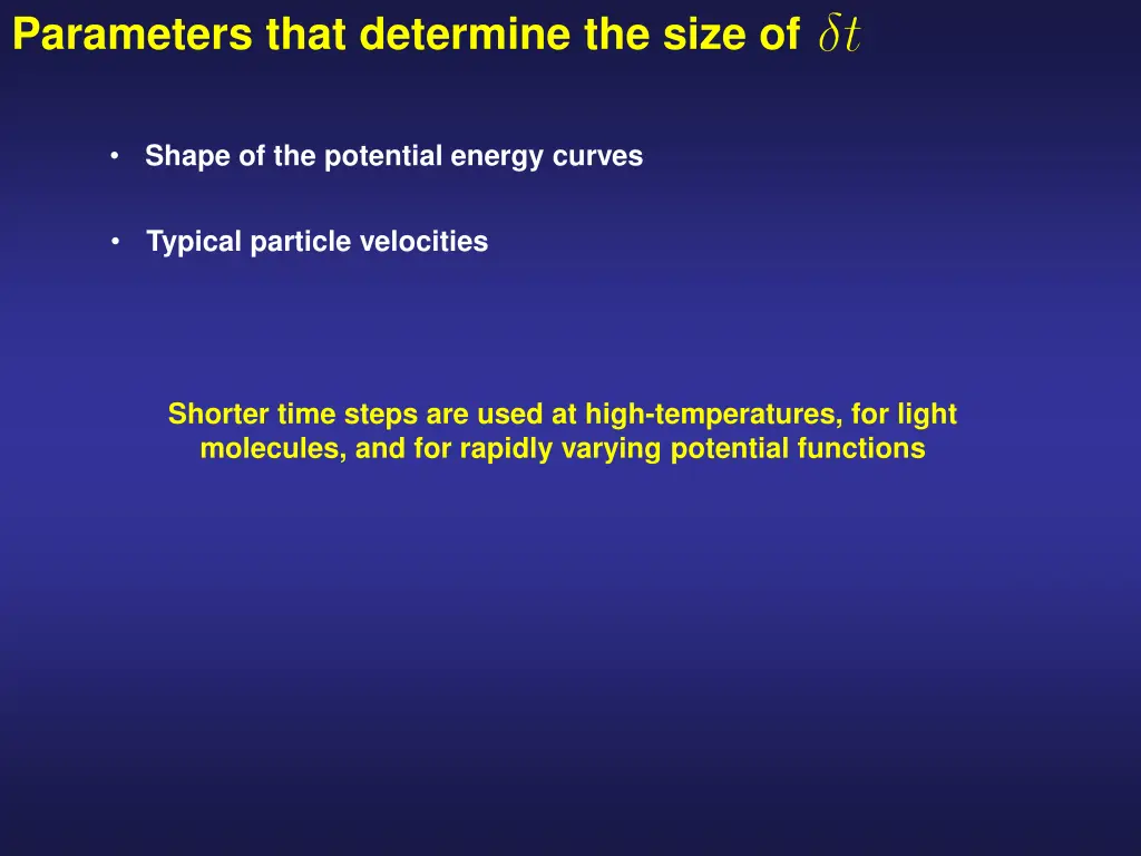 parameters that determine the size of