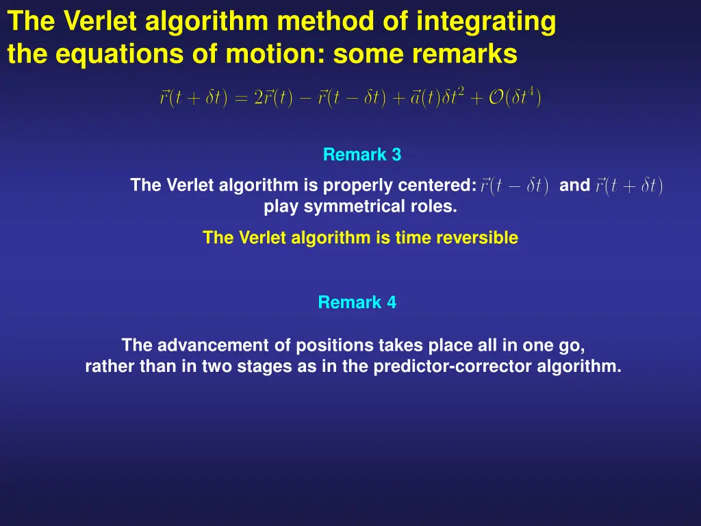 the verlet algorithm method of integrating 2