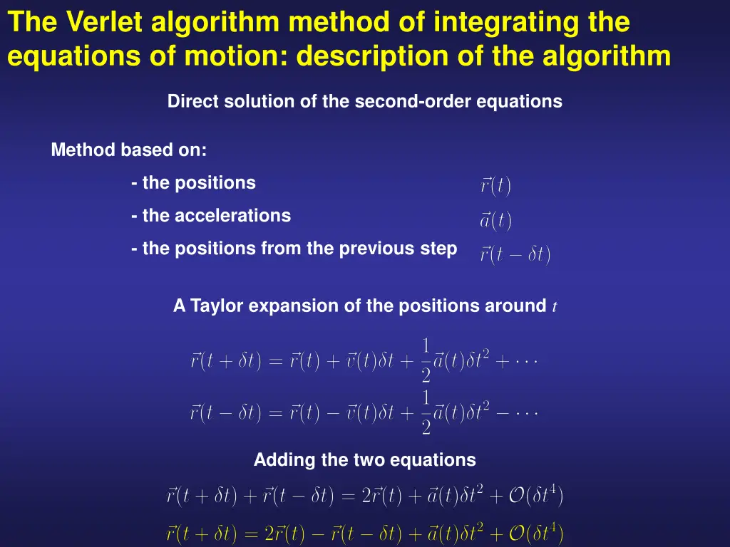 the verlet algorithm method of integrating