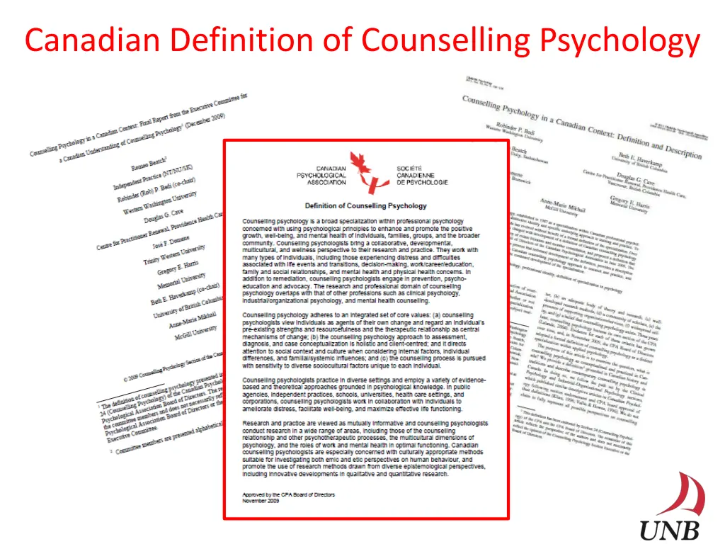 canadian definition of counselling psychology
