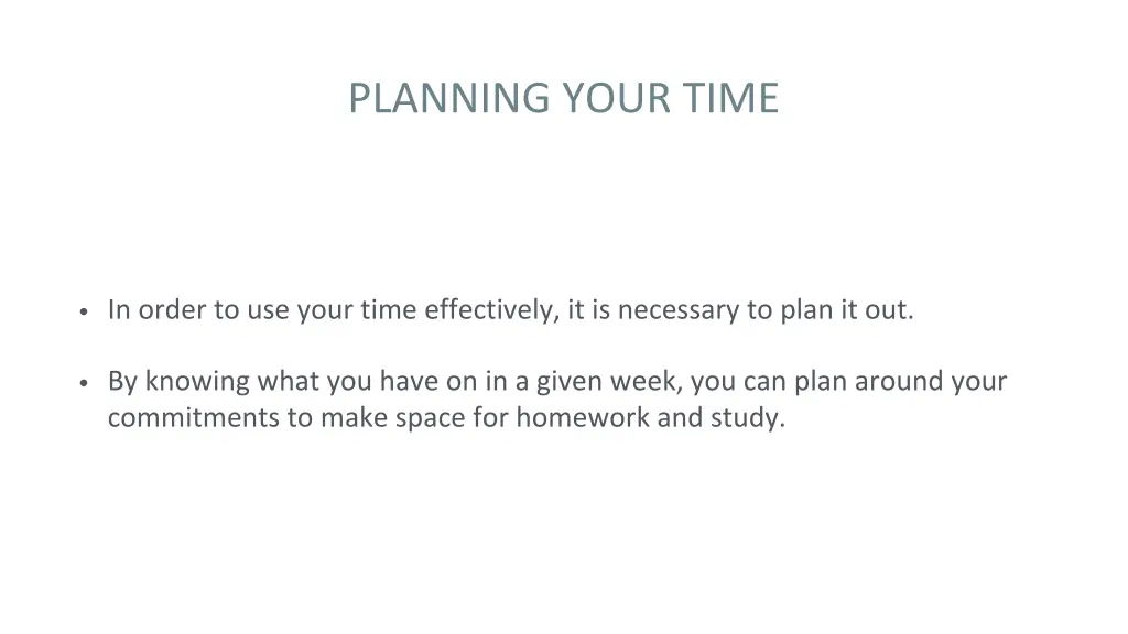 planning your time