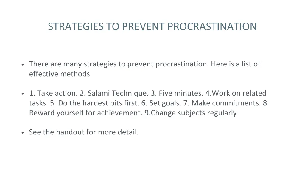 strategies to prevent procrastination