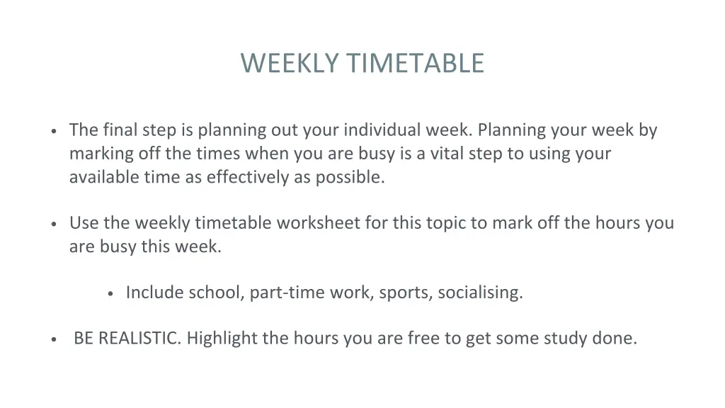 weekly timetable