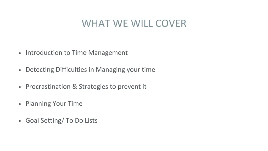 what we will cover