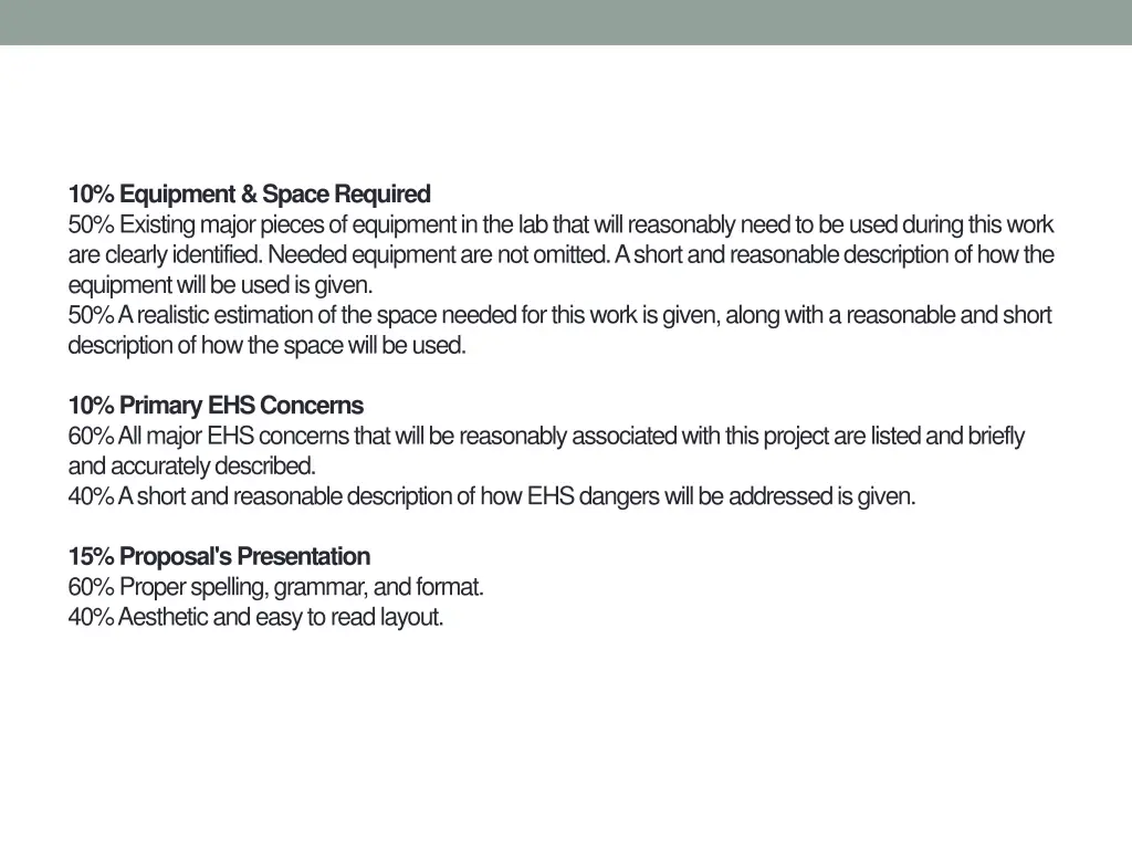 10 equipment space required 50 existing major