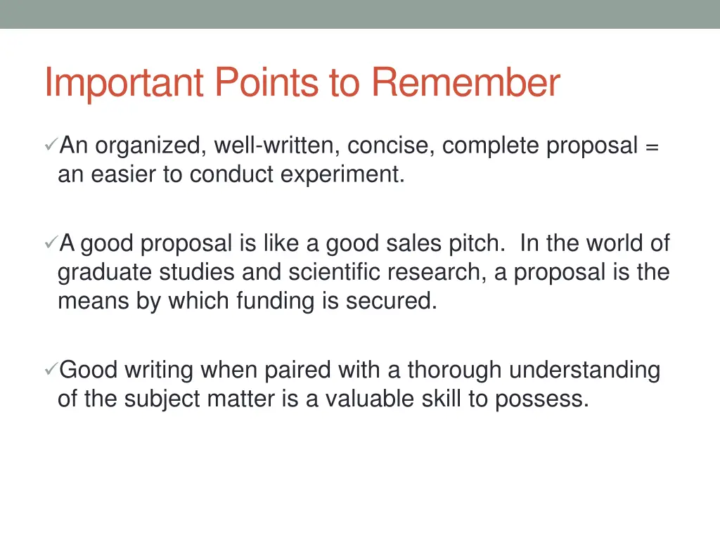 important points to remember