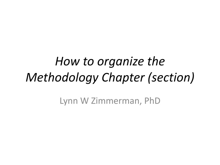 how to organize the methodology chapter section