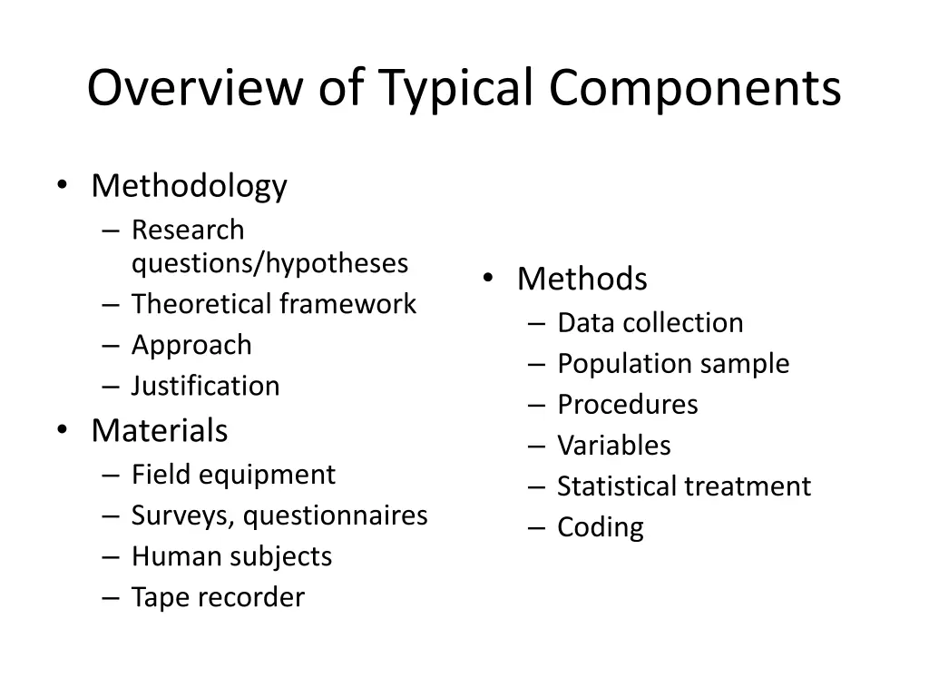 overview of typical components