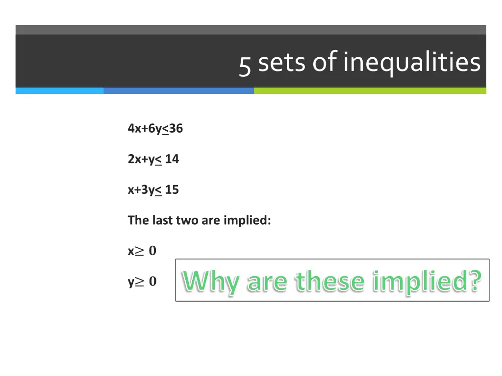 5 sets of inequalities