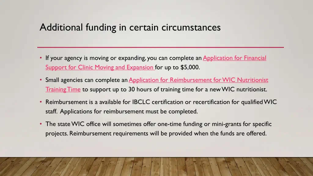additional funding in certain circumstances