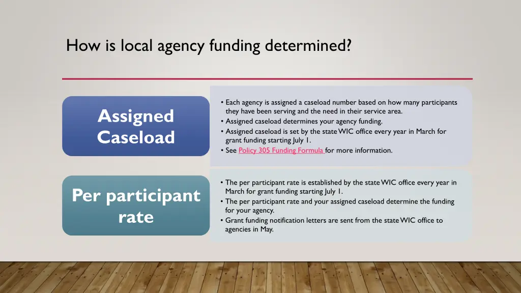 how is local agency funding determined