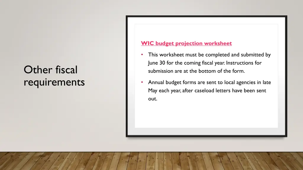 wic budget projection worksheet