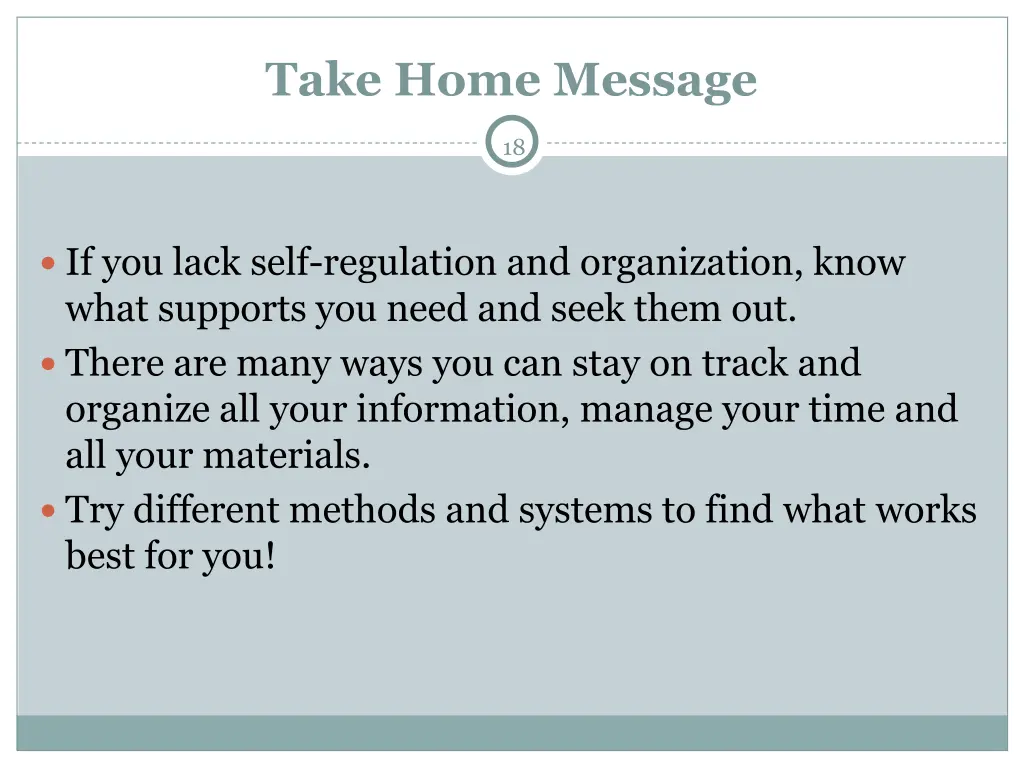 take home message