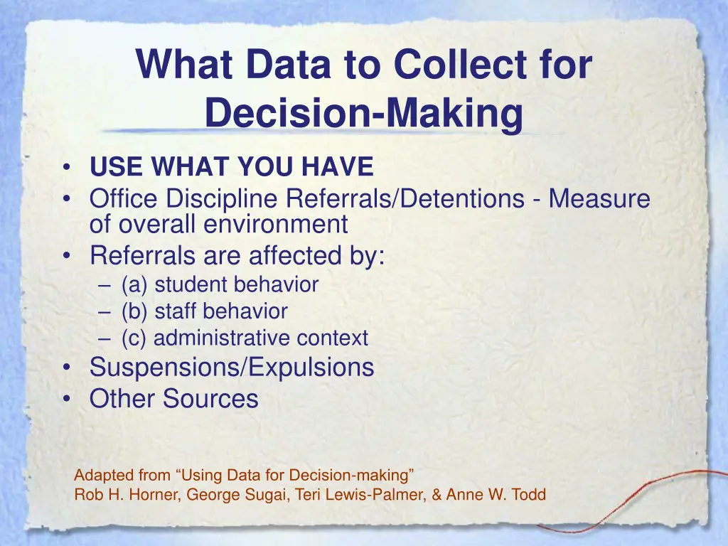what data to collect for decision making