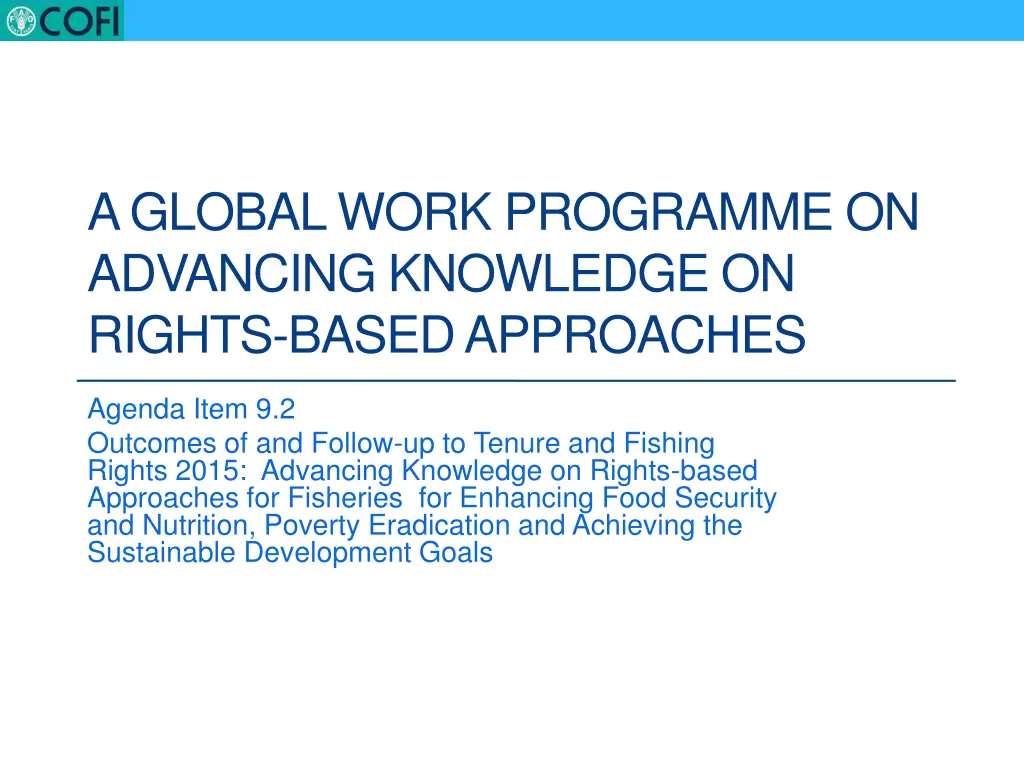 a global work programme on advancing knowledge