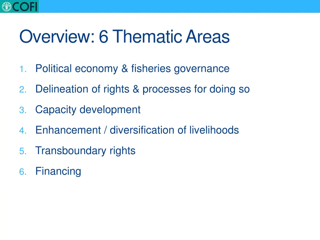 overview 6 thematic areas